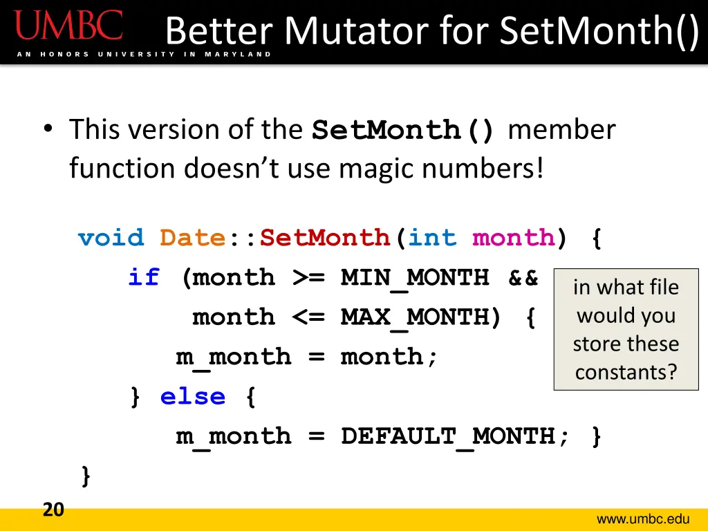 better mutator for setmonth