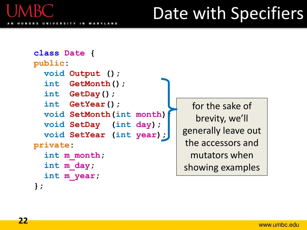 date with specifiers