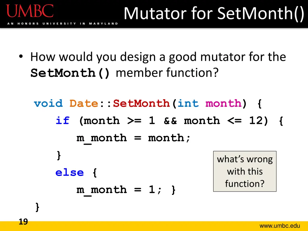 mutator for setmonth