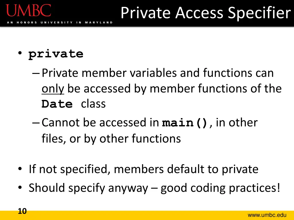 private access specifier