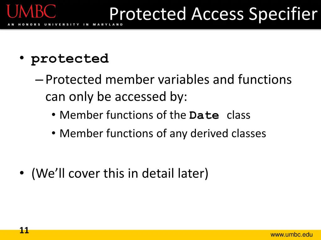 protected access specifier