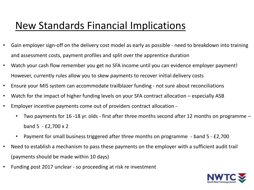 new standards financial implications