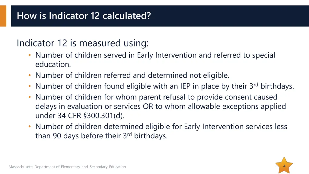 how is indicator 12 calculated