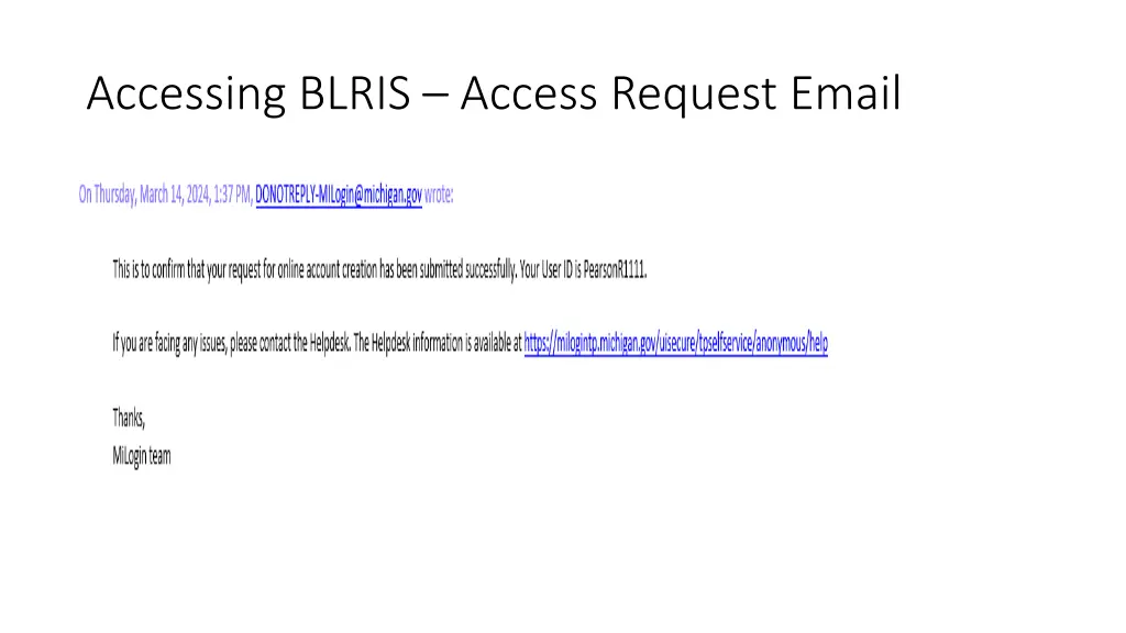 accessing blris access request email