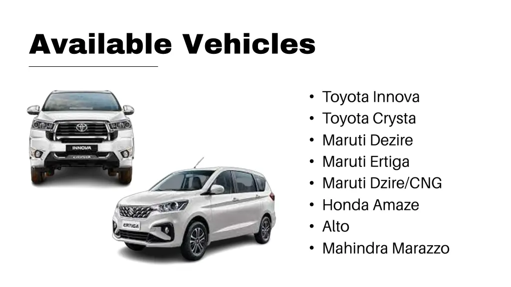 available vehicles