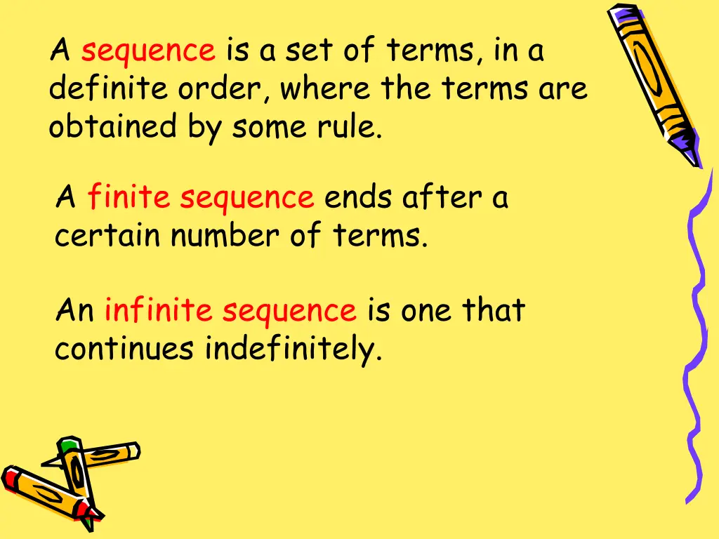 a sequence is a set of terms in a definite order