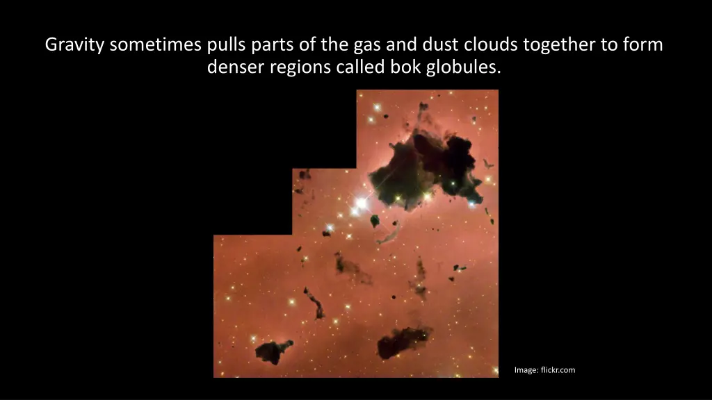 gravity sometimes pulls parts of the gas and dust