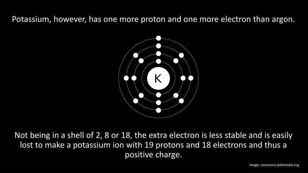 potassium however has one more proton