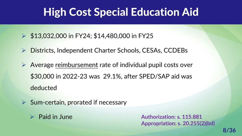 high cost special education aid