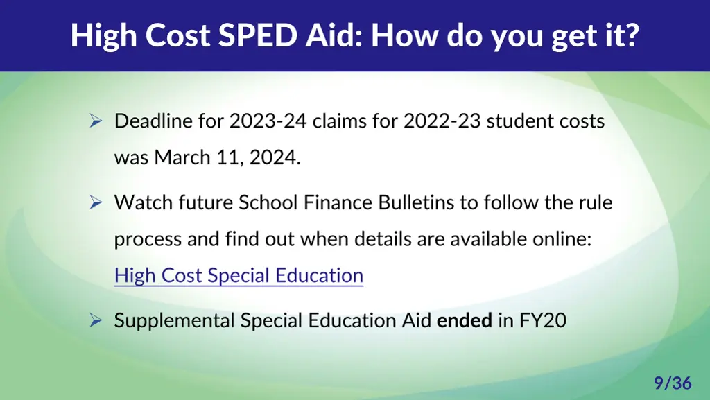 high cost sped aid how do you get it