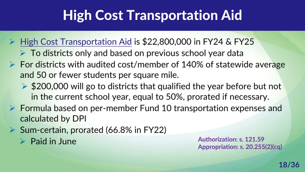 high cost transportation aid