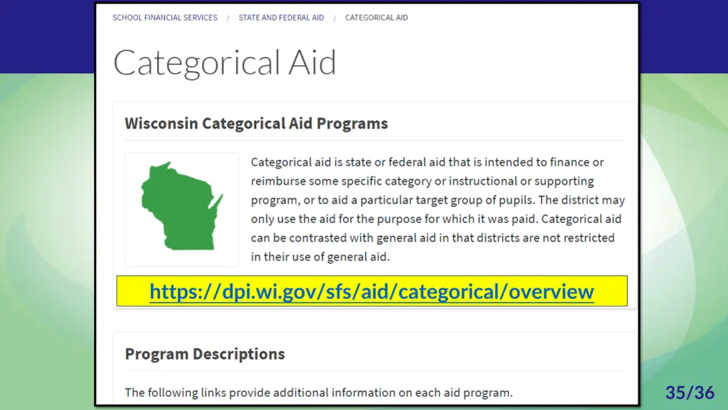 https dpi wi gov sfs aid categorical overview