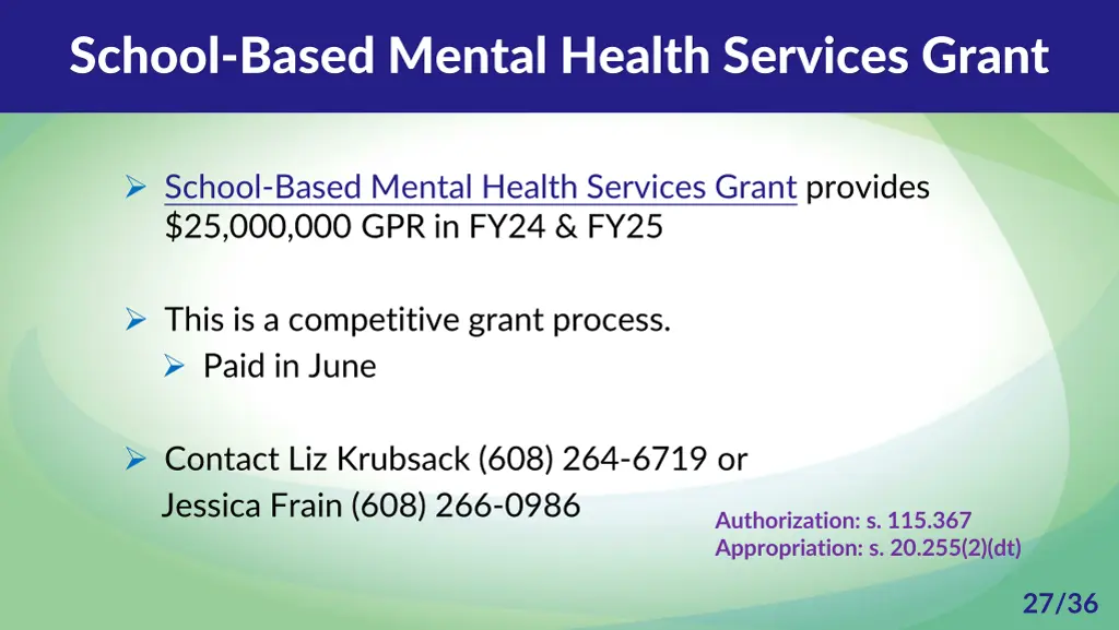 school based mental health services grant