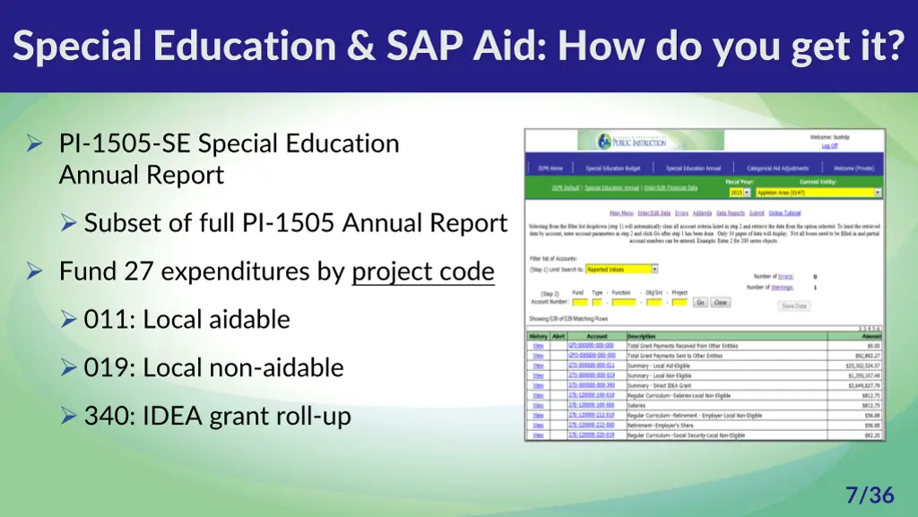 special education sap aid how do you get it