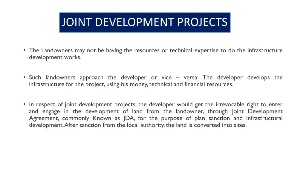 joint development projects