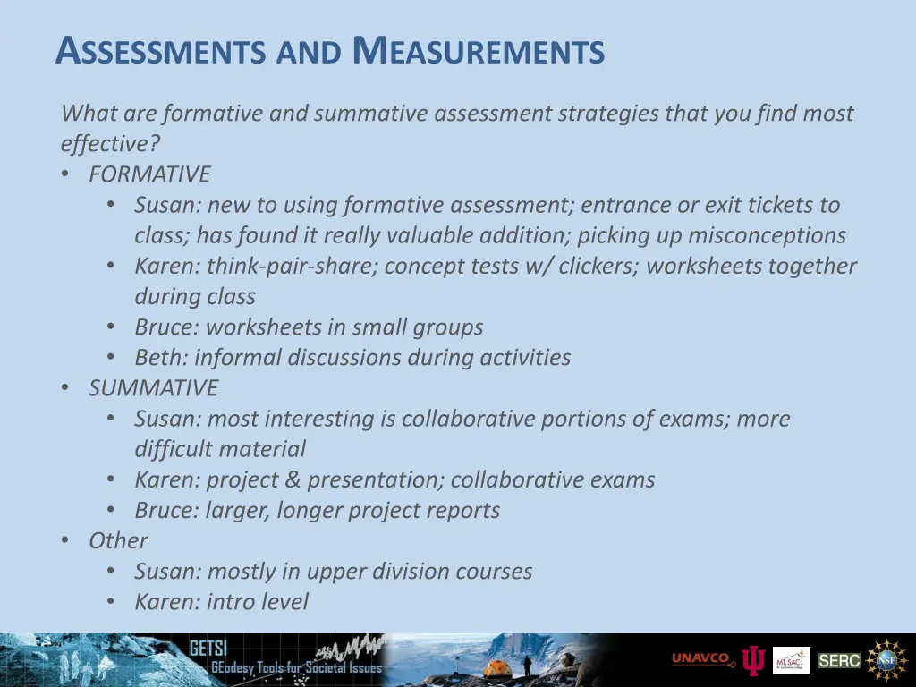 a ssessments and m easurements 3