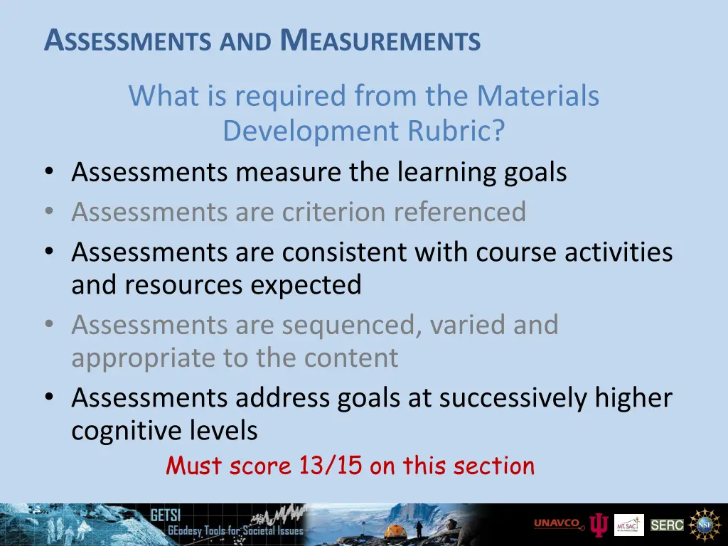 a ssessments and m easurements