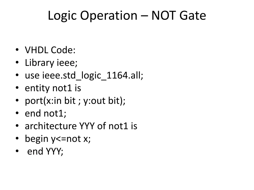 logic operation not gate