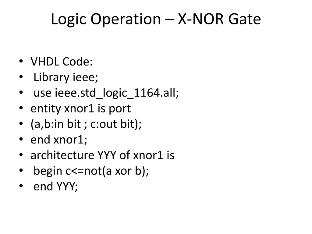 logic operation x nor gate