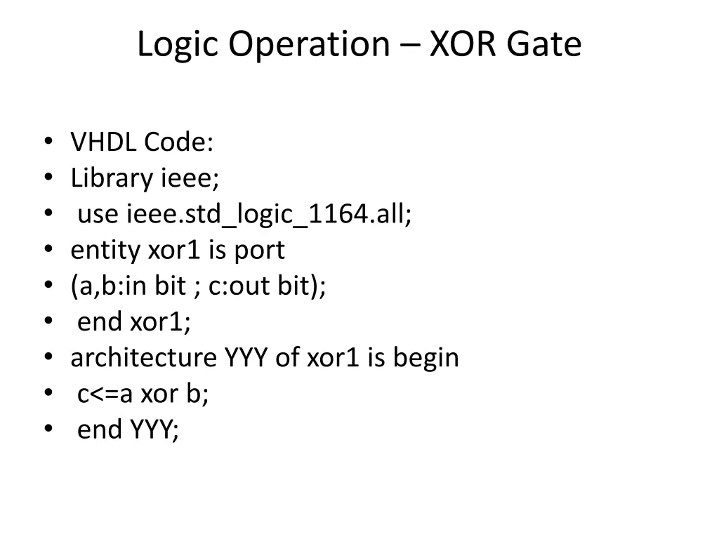 logic operation xor gate