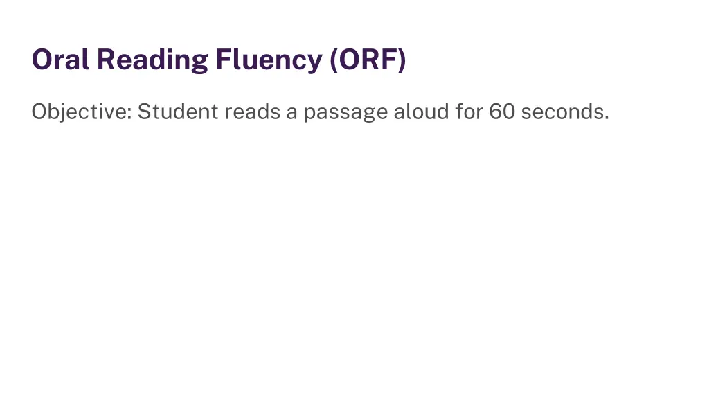 oral reading fluency orf