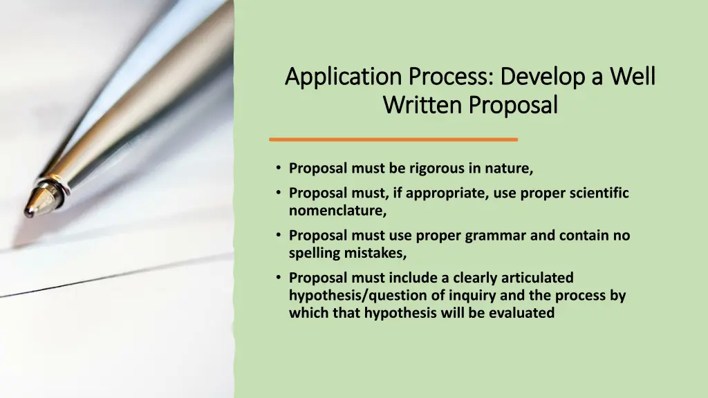 application process develop a well application