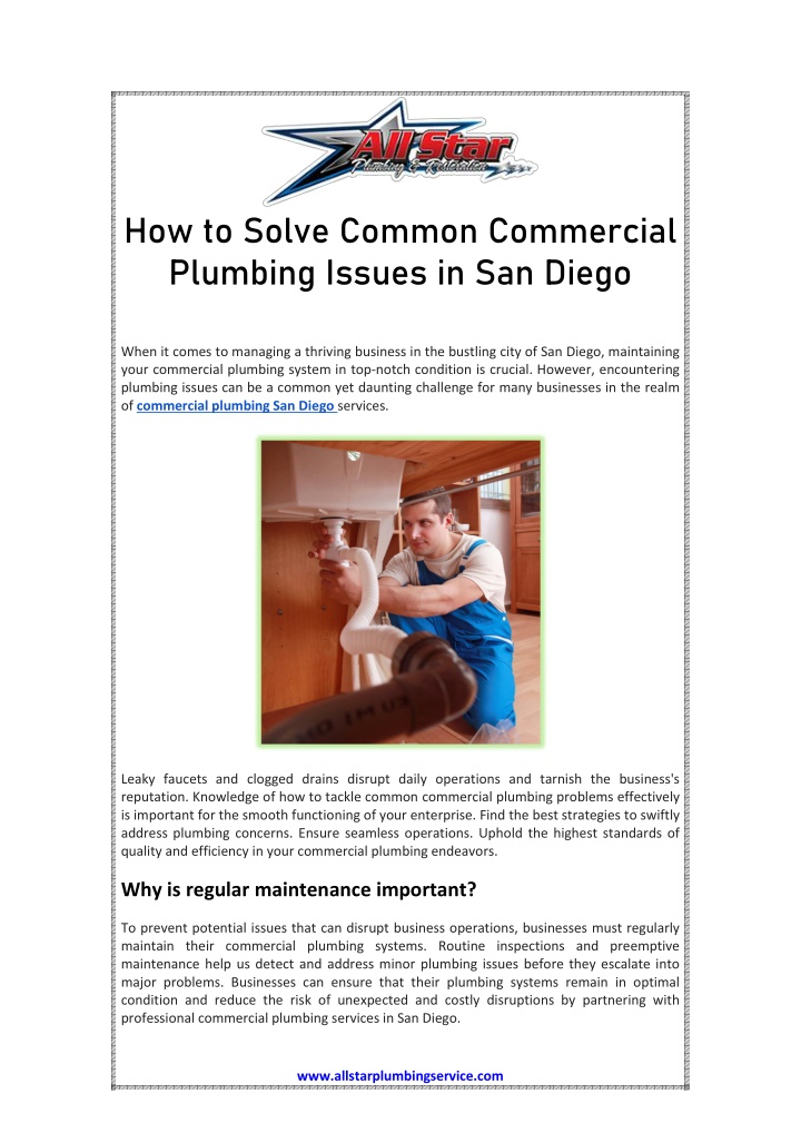 how to solve common commercial plumbing issues