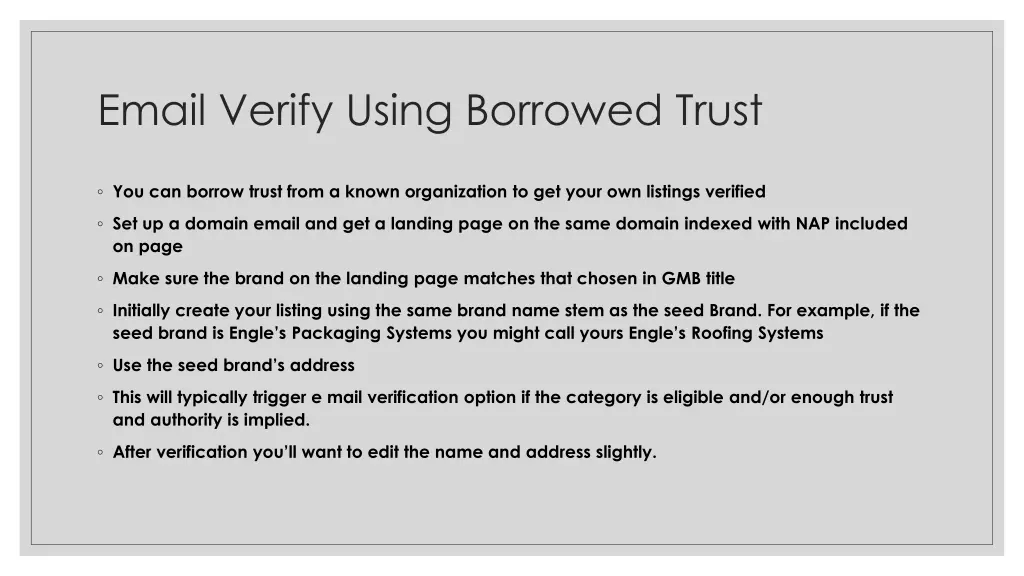 email verify using borrowed trust