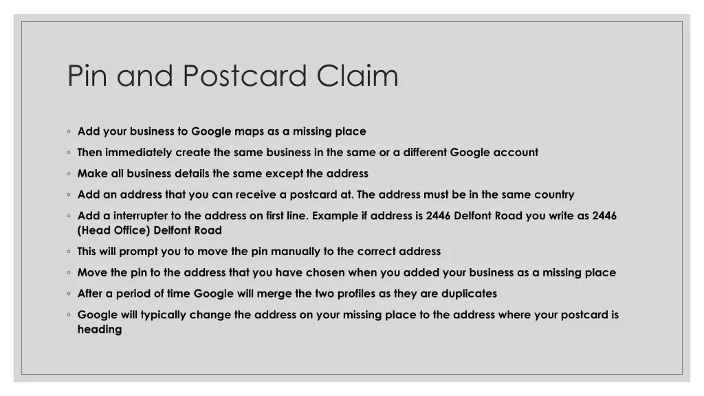 pin and postcard claim