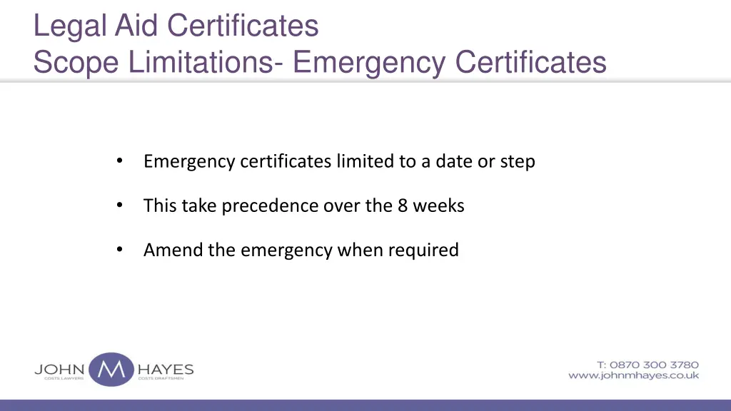 legal aid certificates scope limitations