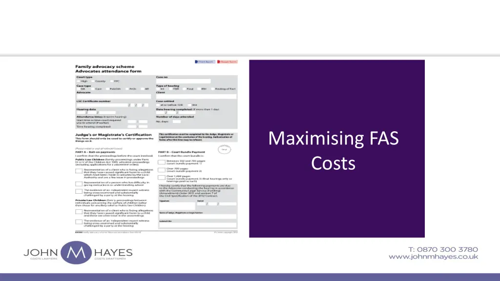 maximising fas costs