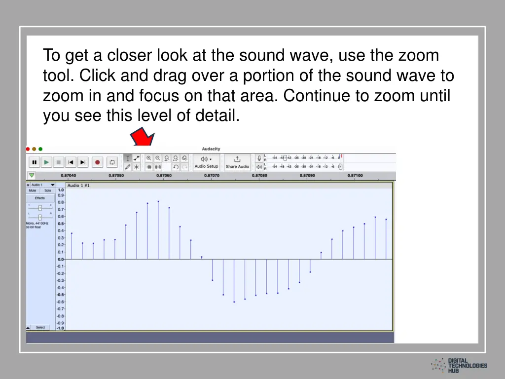 to get a closer look at the sound wave