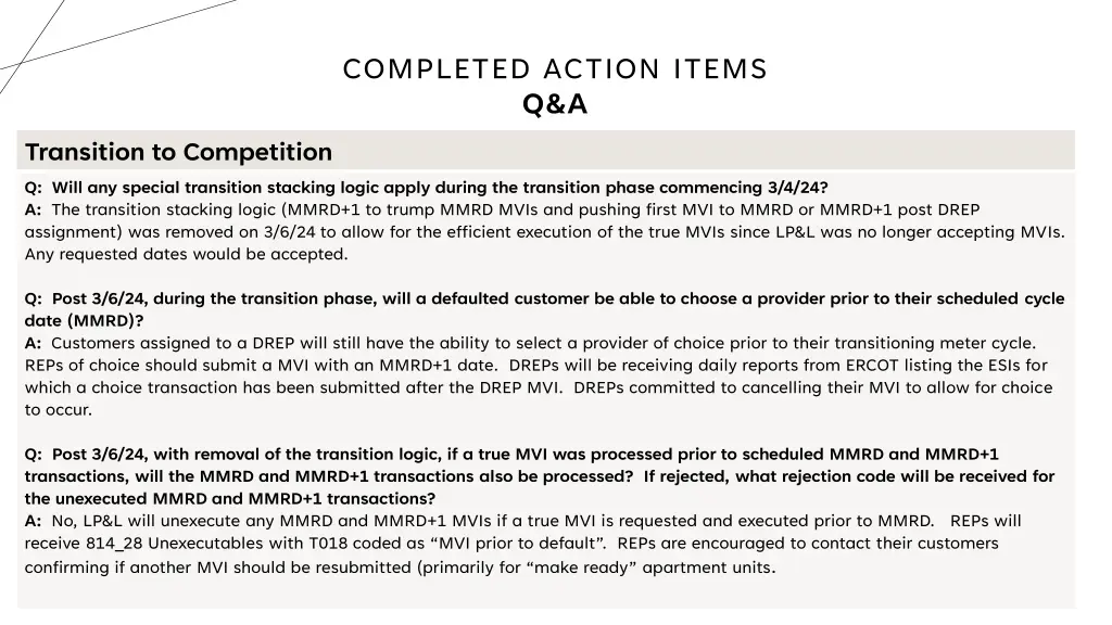 completed action items q a