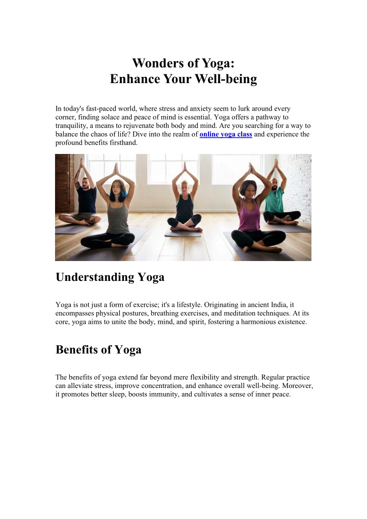 wonders of yoga enhance your well being