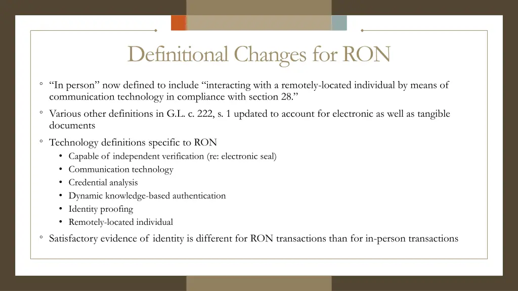 definitional changes for ron