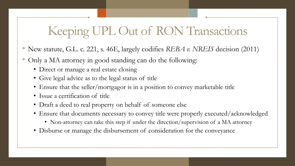 keeping upl out of ron transactions