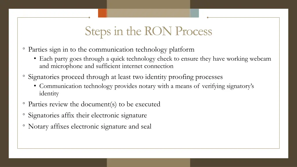 steps in the ron process