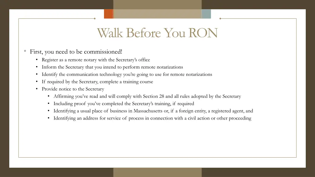 walk before you ron