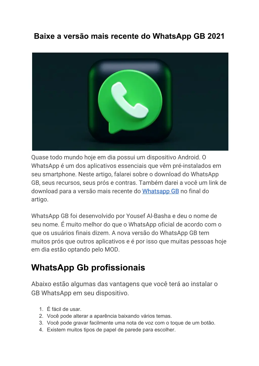 baixe a vers o mais recente do whatsapp gb 2021