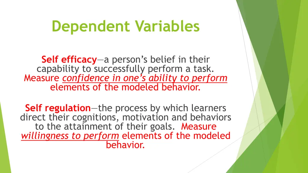 dependent variables