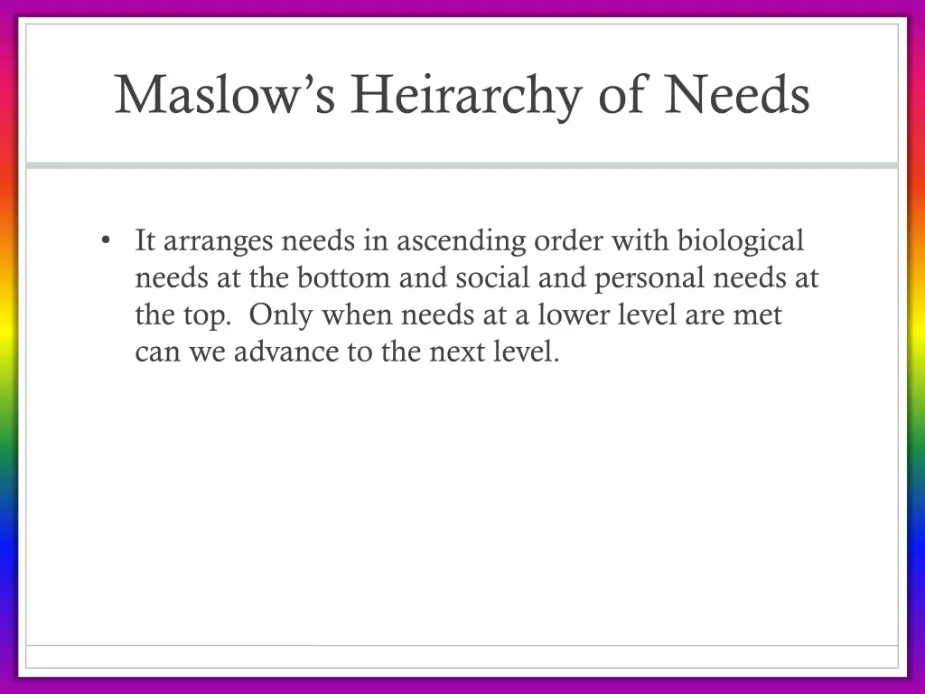 maslow s heirarchy of needs 1