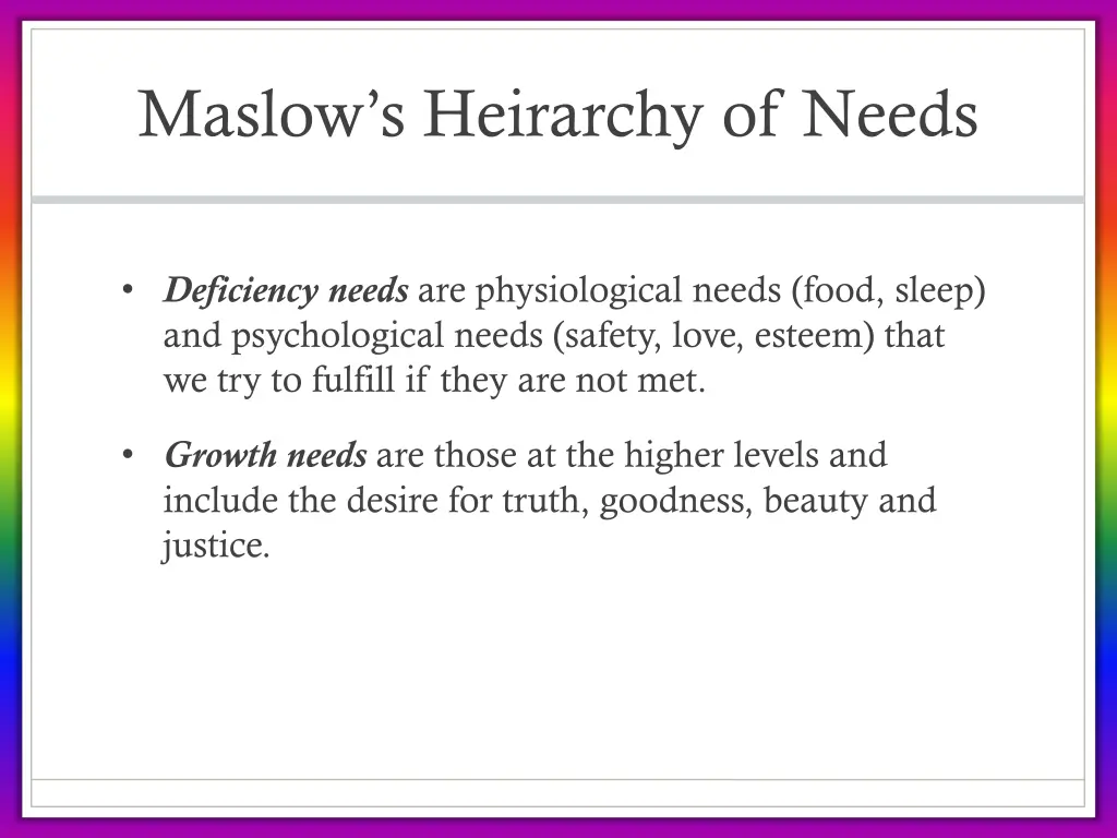 maslow s heirarchy of needs 2