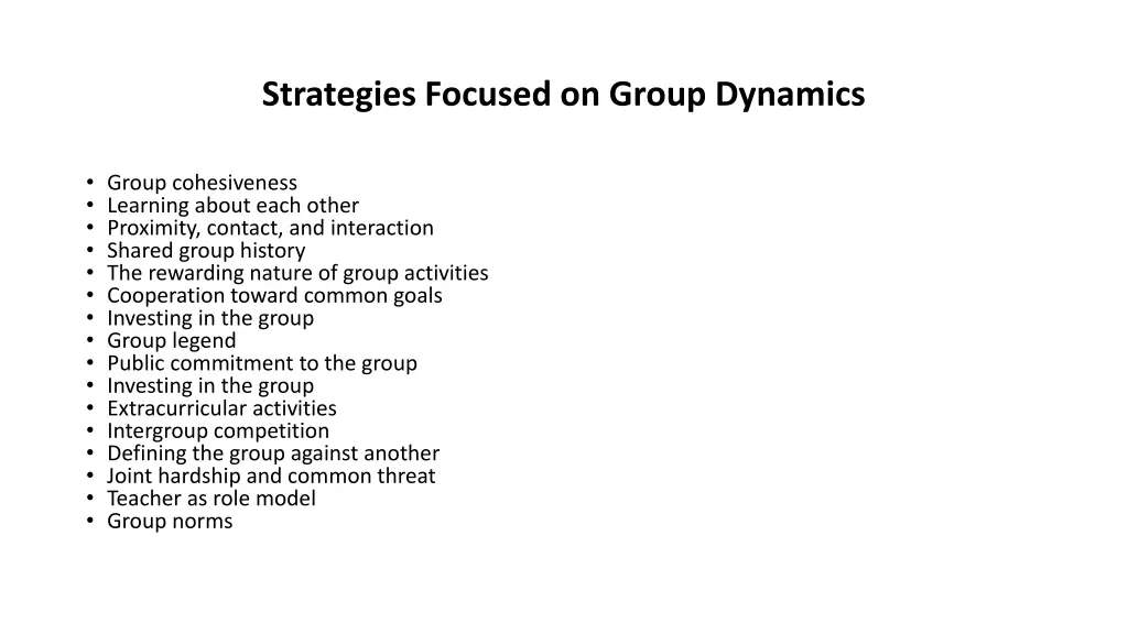 strategies focused on group dynamics