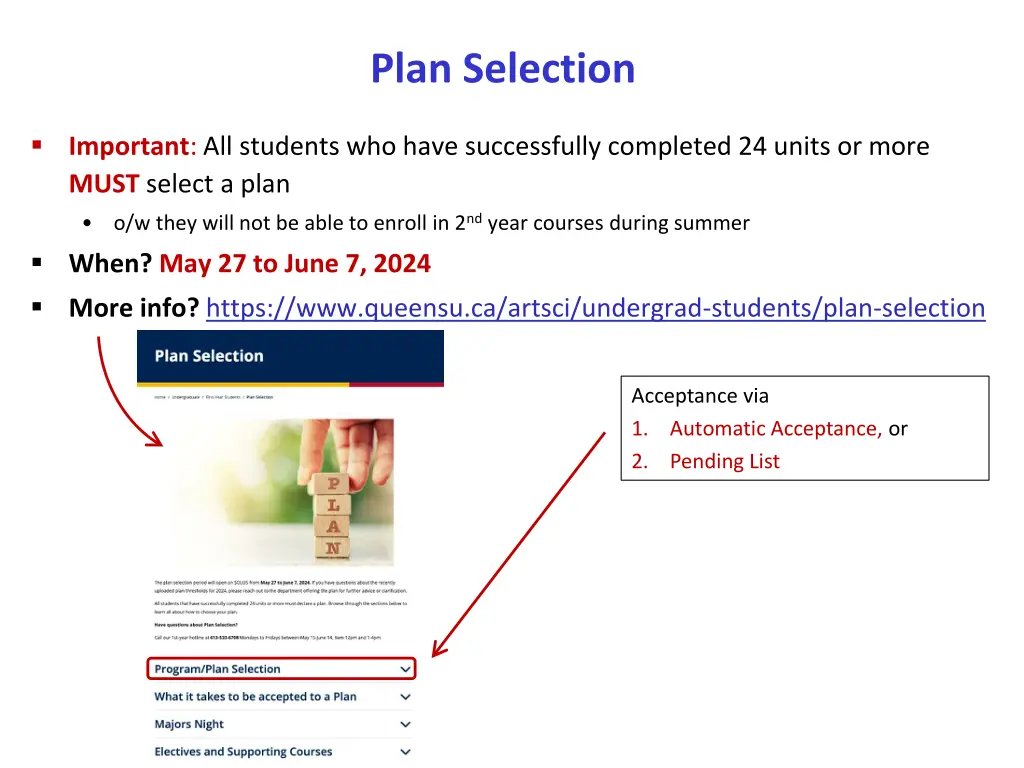 plan selection