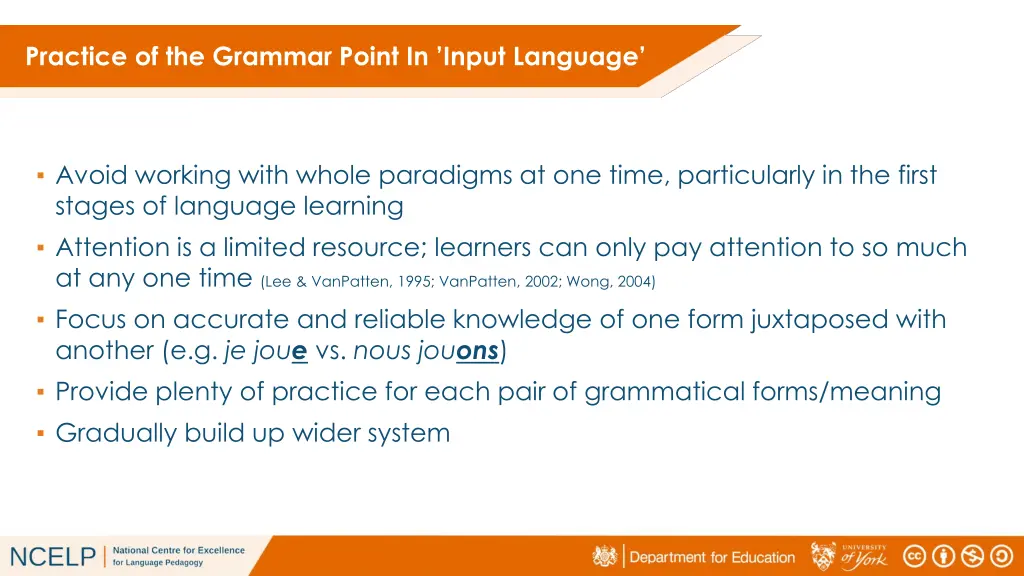 practice of the grammar point in input language 10