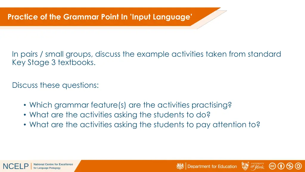 practice of the grammar point in input language