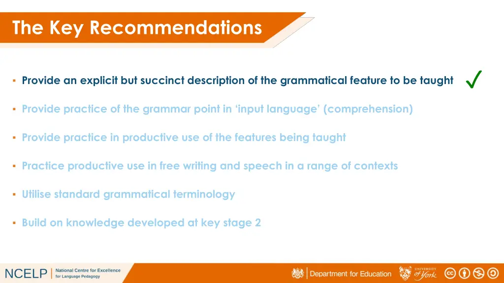 the key recommendations 1