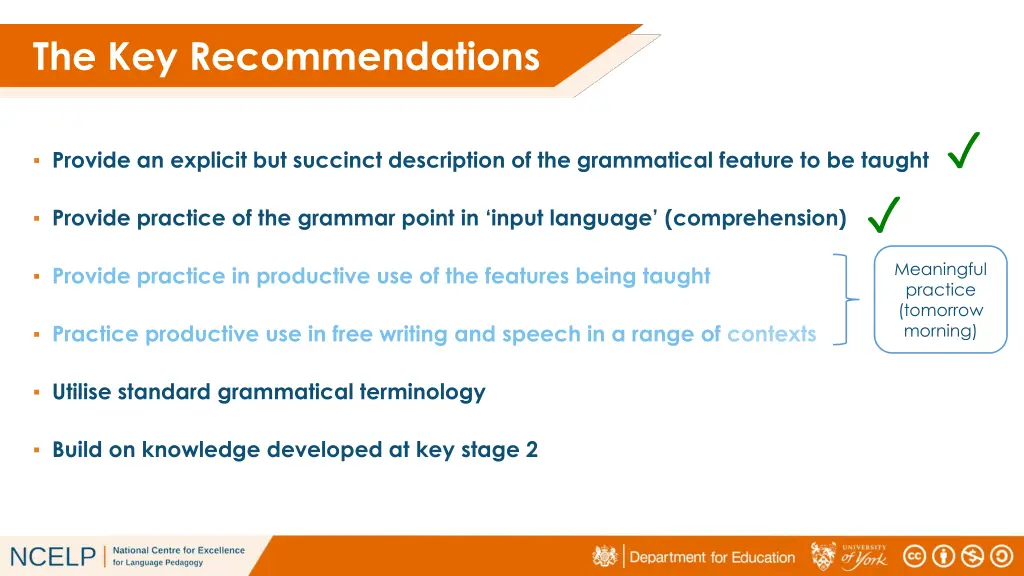 the key recommendations 2