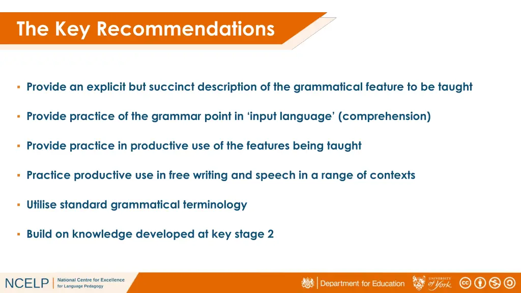 the key recommendations