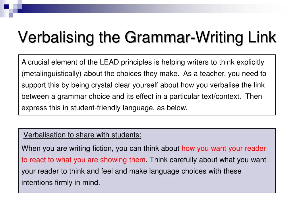 verbalising the grammar writing link